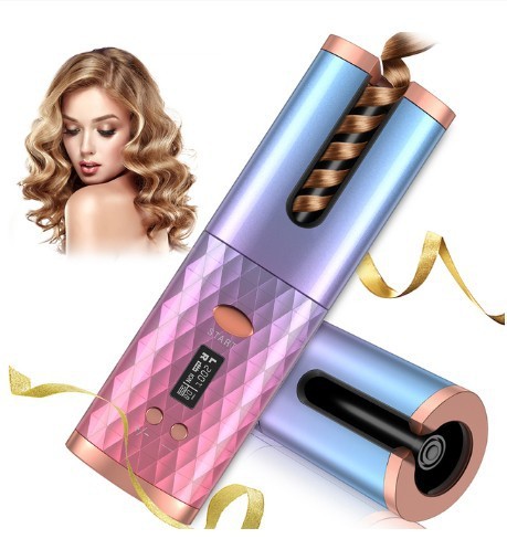 Portable Rechargeable Hair Curler with LCD Display – Automatic Ceramic Curling Iron for Effortless Waves and Curls