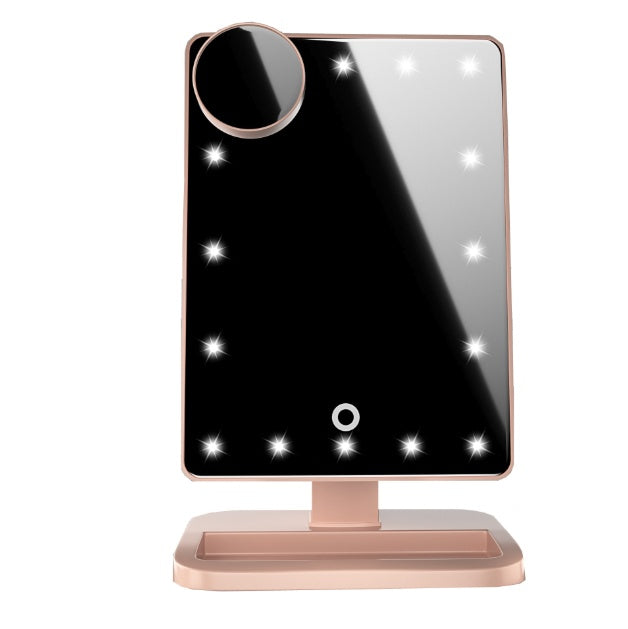 LED Touchscreen Makeup Mirror with Bluetooth Speaker & 10X Magnification – 20 Adjustable Lights for Perfect Beauty