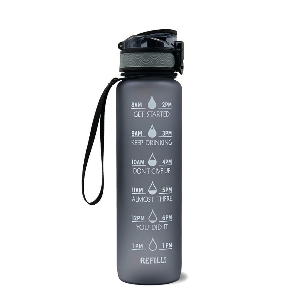 Motivational 1L Tritan Water Bottle with Time Marker & Leakproof Bounce Cover – Perfect for Sports & Fitness