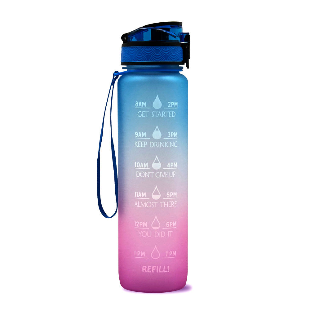 Motivational 1L Tritan Water Bottle with Time Marker & Leakproof Bounce Cover – Perfect for Sports & Fitness