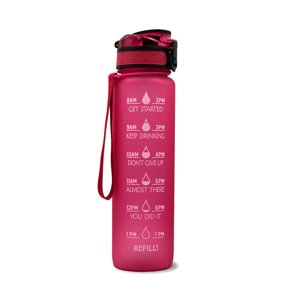 Motivational 1L Tritan Water Bottle with Time Marker & Leakproof Bounce Cover – Perfect for Sports & Fitness