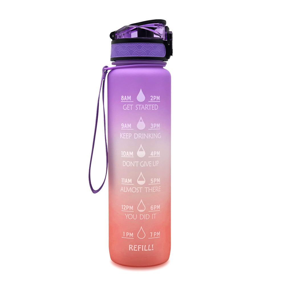 Motivational 1L Tritan Water Bottle with Time Marker & Leakproof Bounce Cover – Perfect for Sports & Fitness