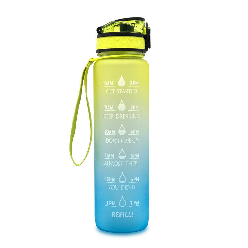 Motivational 1L Tritan Water Bottle with Time Marker & Leakproof Bounce Cover – Perfect for Sports & Fitness