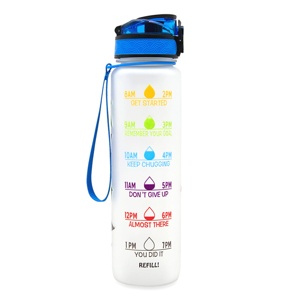 Motivational 1L Tritan Water Bottle with Time Marker & Leakproof Bounce Cover – Perfect for Sports & Fitness