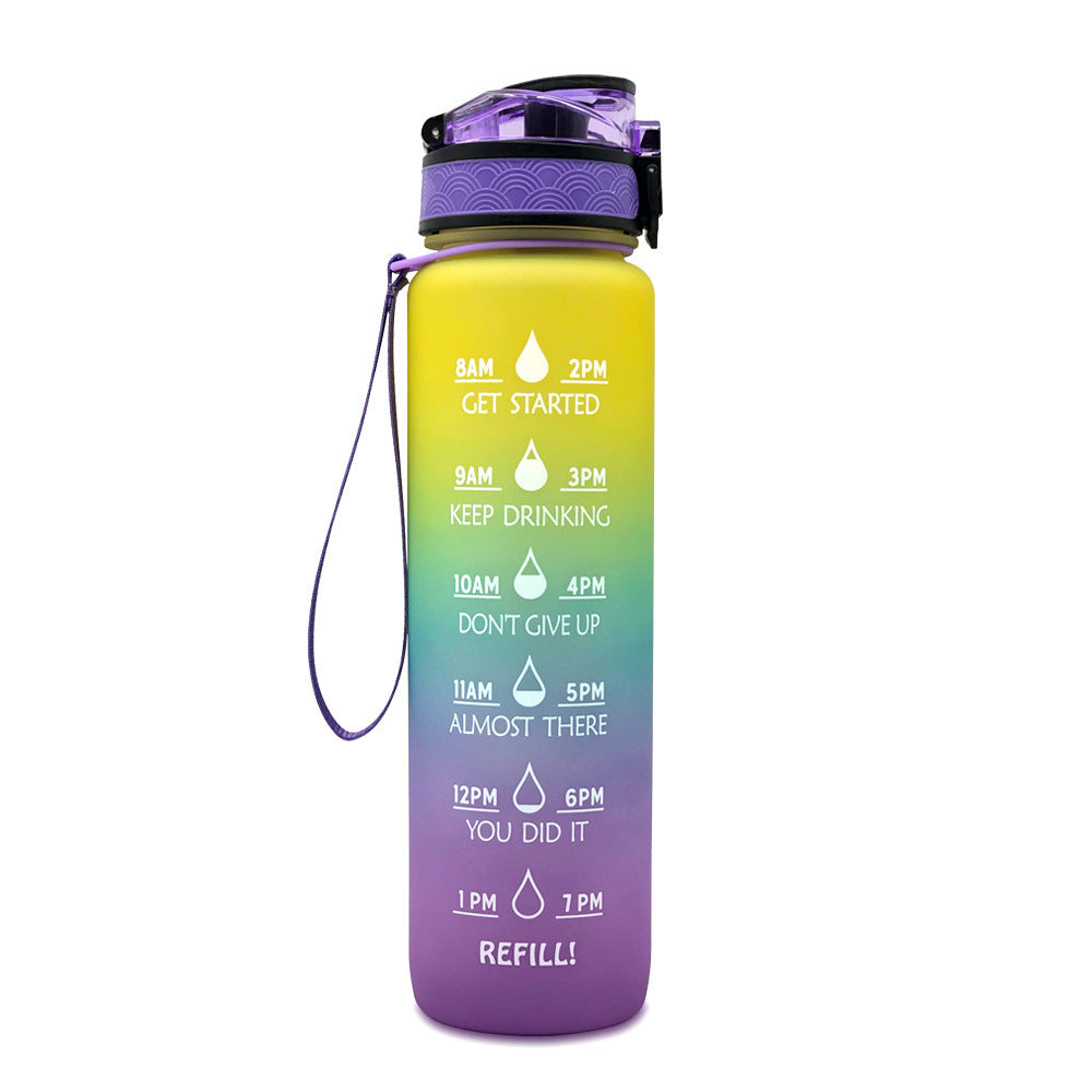 Motivational 1L Tritan Water Bottle with Time Marker & Leakproof Bounce Cover – Perfect for Sports & Fitness