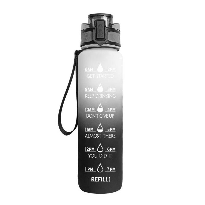 Motivational 1L Tritan Water Bottle with Time Marker & Leakproof Bounce Cover – Perfect for Sports & Fitness