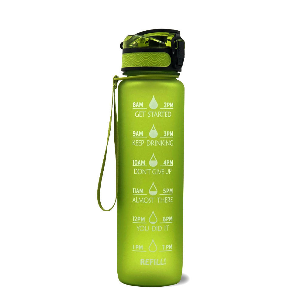 Motivational 1L Tritan Water Bottle with Time Marker & Leakproof Bounce Cover – Perfect for Sports & Fitness