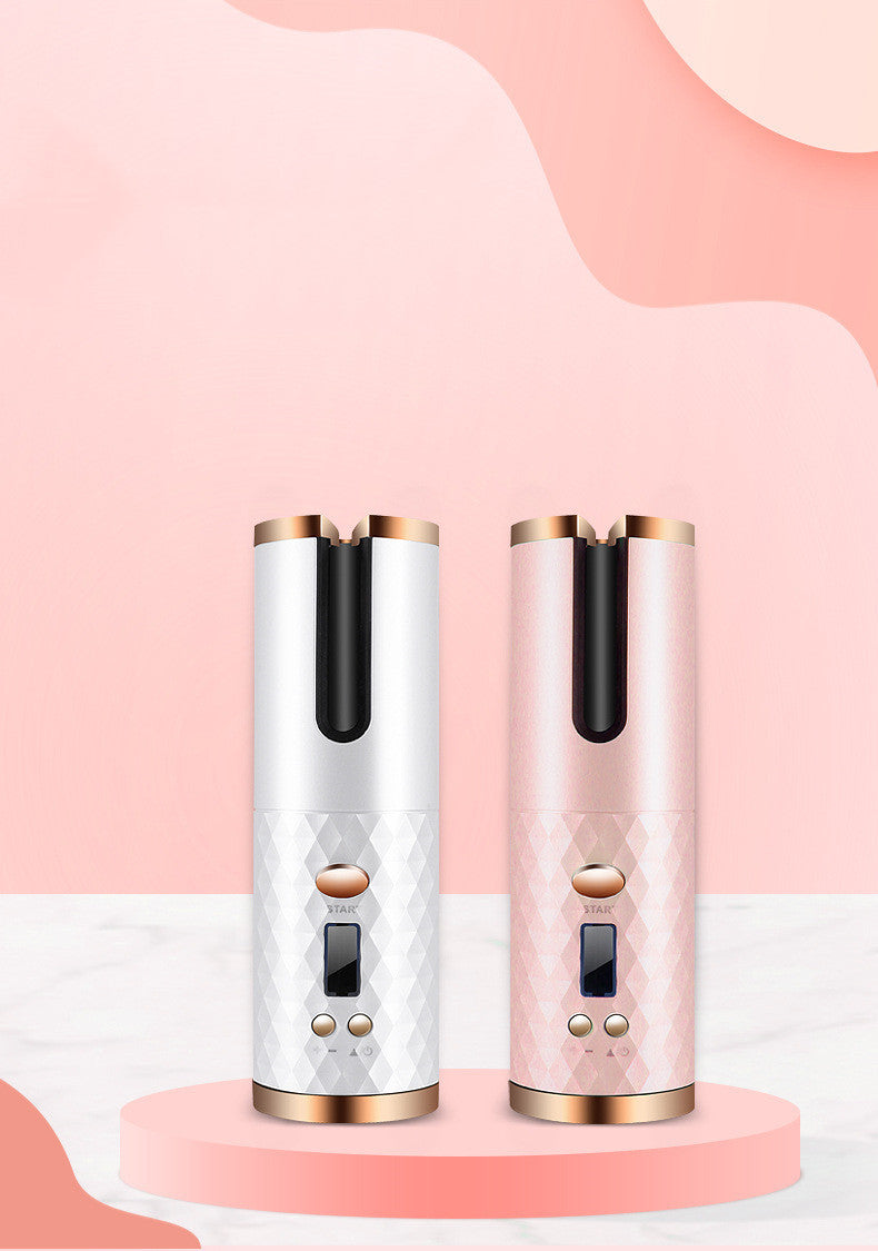 Portable Rechargeable Hair Curler with LCD Display – Automatic Ceramic Curling Iron for Effortless Waves and Curls