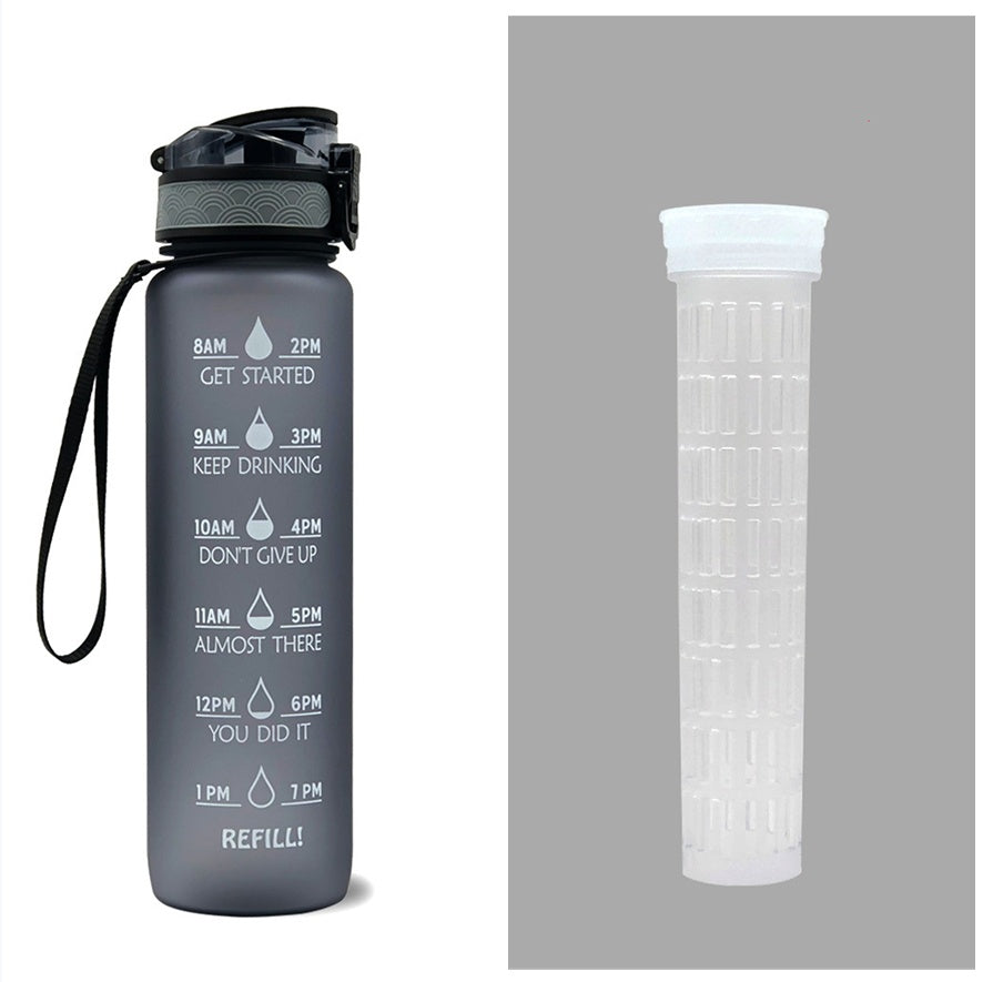Motivational 1L Tritan Water Bottle with Time Marker & Leakproof Bounce Cover – Perfect for Sports & Fitness