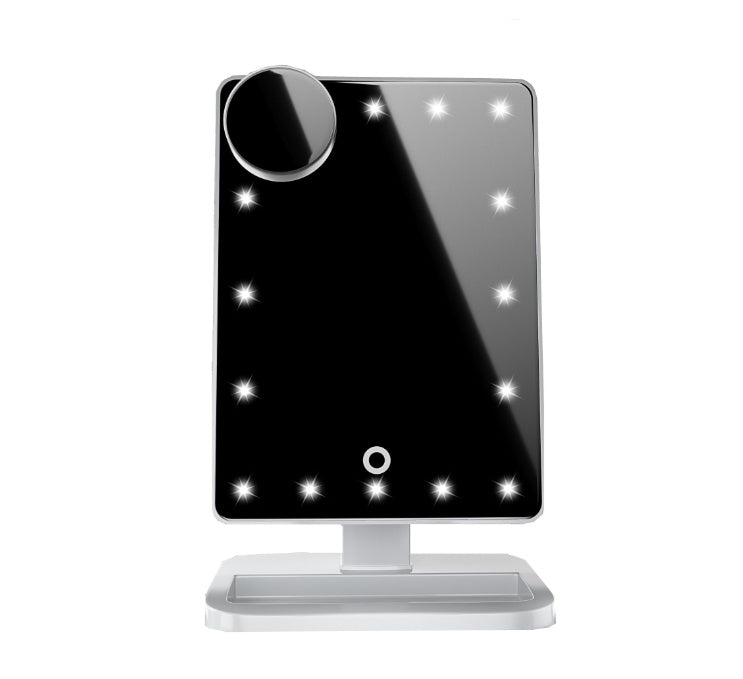 LED Touchscreen Makeup Mirror with Bluetooth Speaker & 10X Magnification – 20 Adjustable Lights for Perfect Beauty