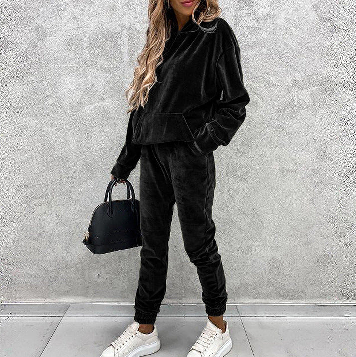 Elegant Silver Fox Velvet Hooded Tracksuit – Cozy, Stylish & Perfect Fit