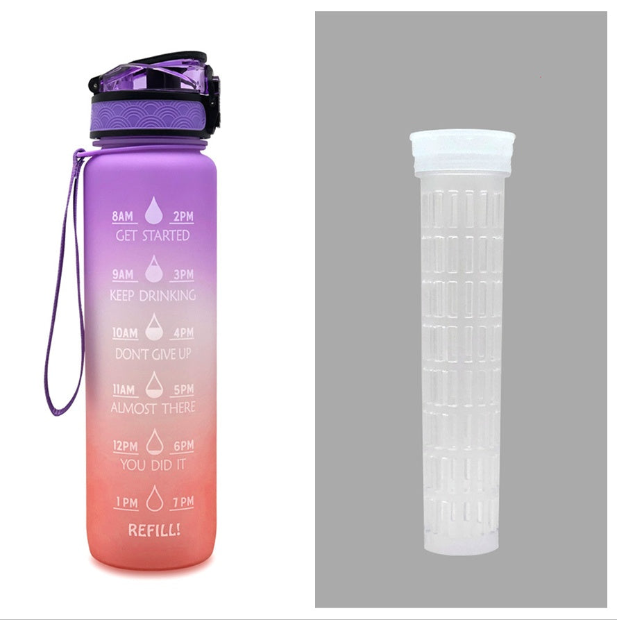 Motivational 1L Tritan Water Bottle with Time Marker & Leakproof Bounce Cover – Perfect for Sports & Fitness