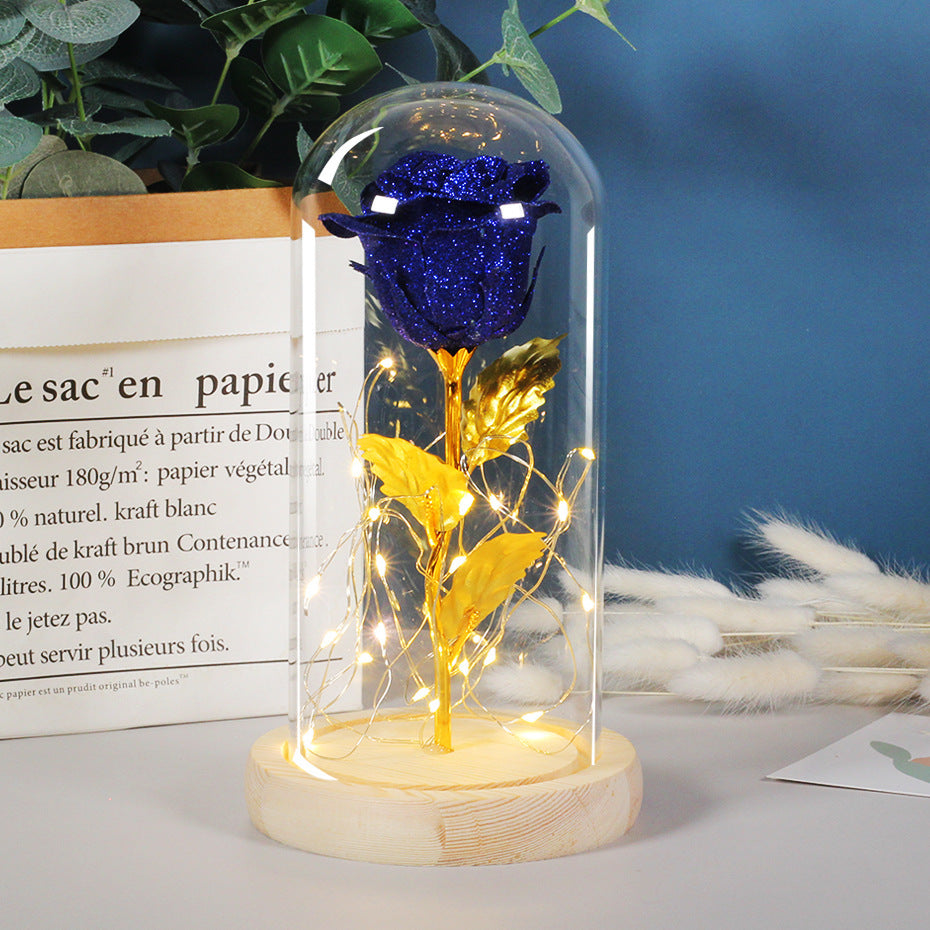 Eternal Rose in Glass Cover with LED Light – Perfect Valentine's Day, Mother's Day, or Wedding Gift for Girlfriend or Loved Ones