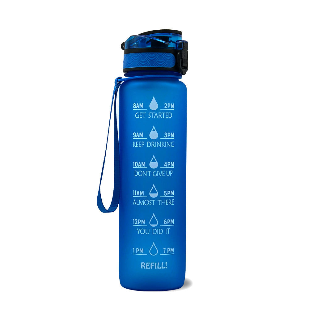 Motivational 1L Tritan Water Bottle with Time Marker & Leakproof Bounce Cover – Perfect for Sports & Fitness