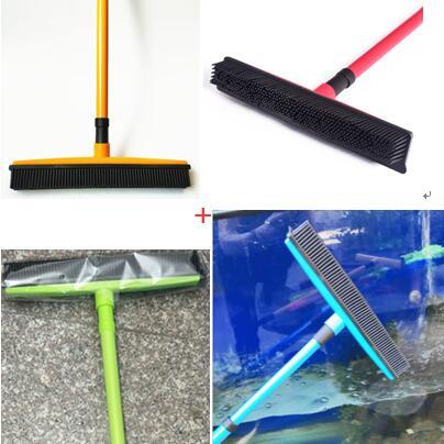 Pet hair removal broom long handle scrub brush retractable floor brush cleaning broom rubber brush cleaning cat dog hair