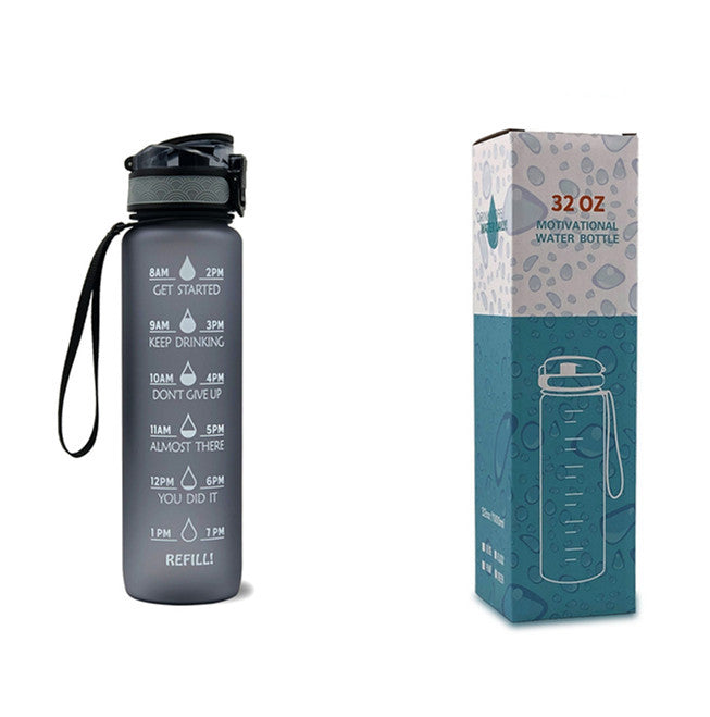 Motivational 1L Tritan Water Bottle with Time Marker & Leakproof Bounce Cover – Perfect for Sports & Fitness