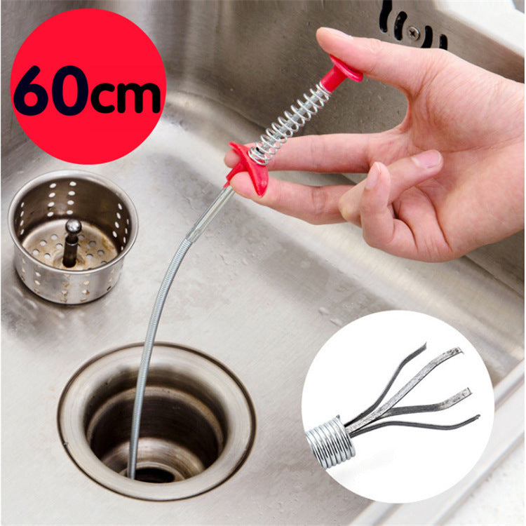 60CM Spring Sewer Dredger - Hair & Clog Remover Tool for Kitchen Sink Drain Cleaning