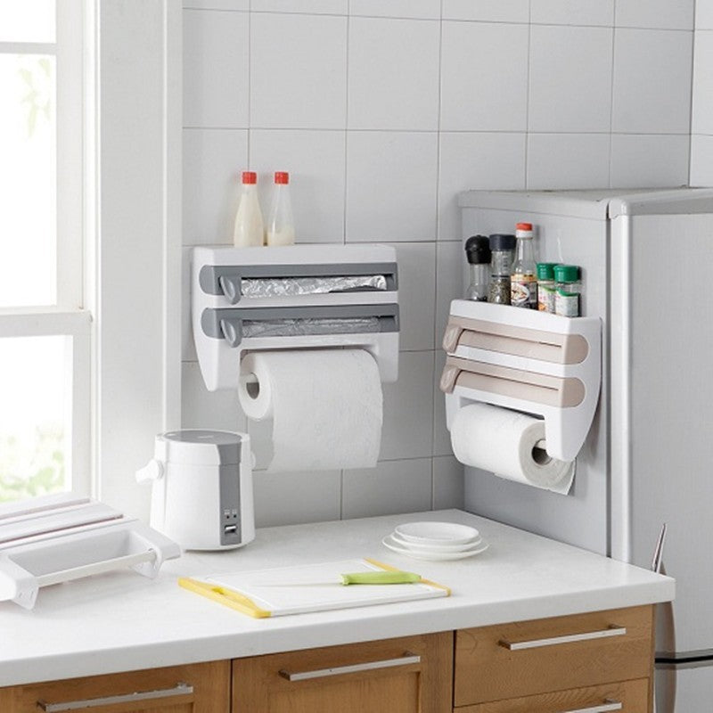 4-in-1 Wall-Mounted Kitchen Roll Holder & Dispenser