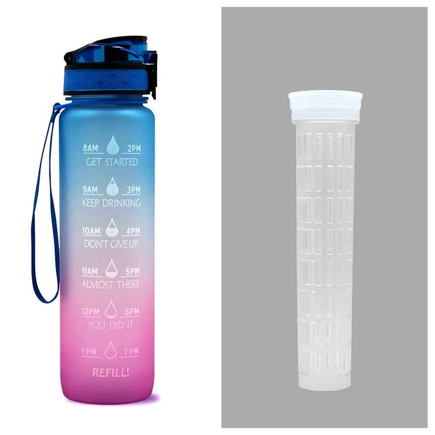 Motivational 1L Tritan Water Bottle with Time Marker & Leakproof Bounce Cover – Perfect for Sports & Fitness