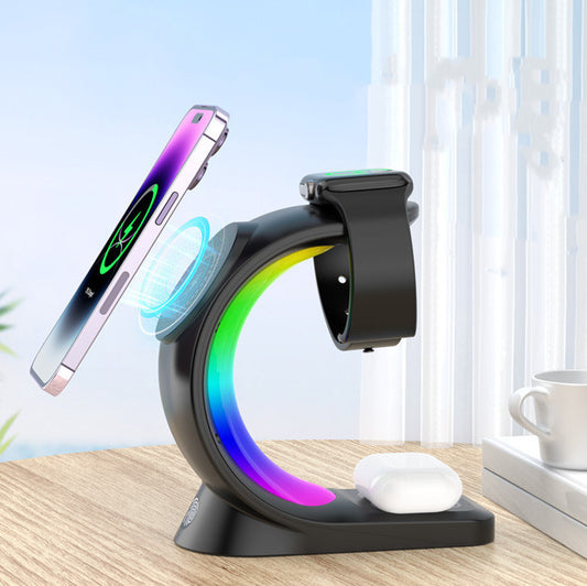 4-in-1 Magnetische Draadloze Oplader – Snelladen & Sfeerverlichting voor iPhone, Apple Watch & AirPods