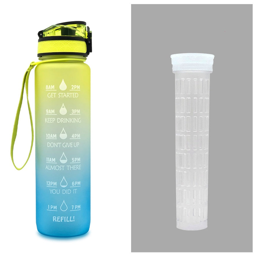 Motivational 1L Tritan Water Bottle with Time Marker & Leakproof Bounce Cover – Perfect for Sports & Fitness