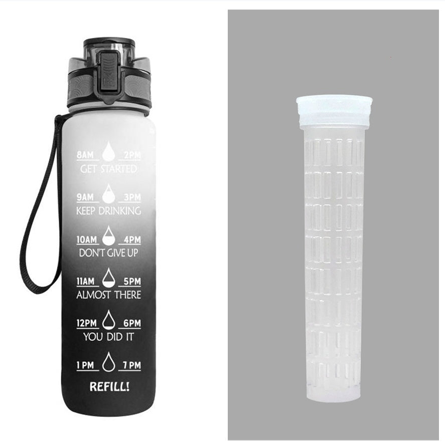 Motivational 1L Tritan Water Bottle with Time Marker & Leakproof Bounce Cover – Perfect for Sports & Fitness