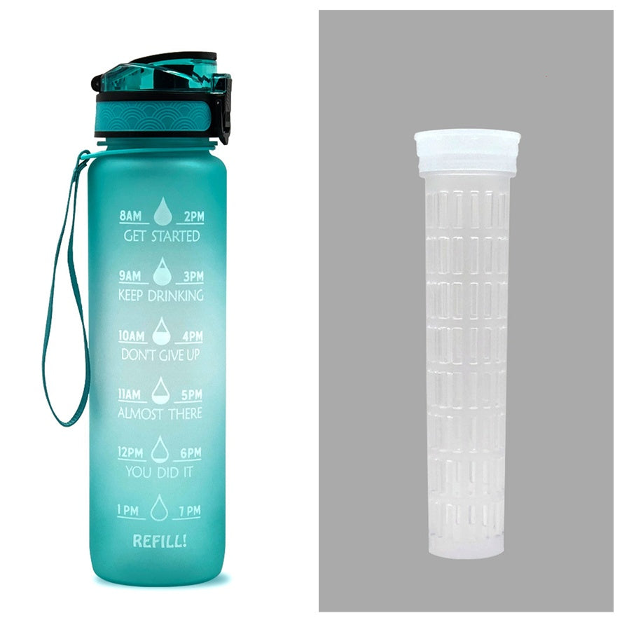 Motivational 1L Tritan Water Bottle with Time Marker & Leakproof Bounce Cover – Perfect for Sports & Fitness