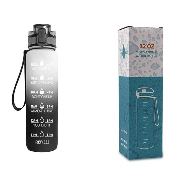 Motivational 1L Tritan Water Bottle with Time Marker & Leakproof Bounce Cover – Perfect for Sports & Fitness