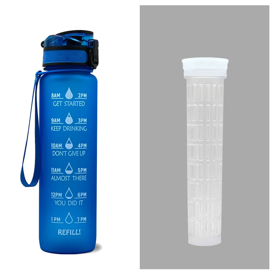 Motivational 1L Tritan Water Bottle with Time Marker & Leakproof Bounce Cover – Perfect for Sports & Fitness