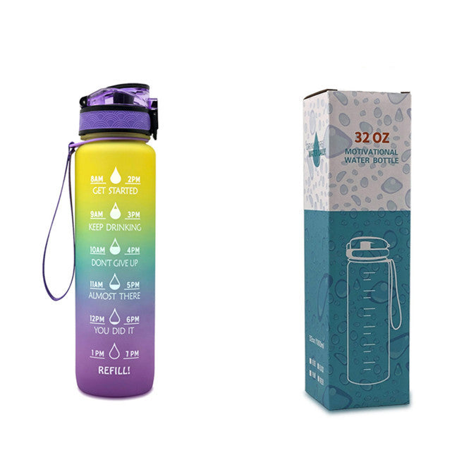 Motivational 1L Tritan Water Bottle with Time Marker & Leakproof Bounce Cover – Perfect for Sports & Fitness