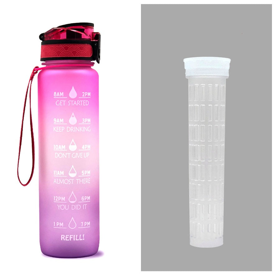 Motivational 1L Tritan Water Bottle with Time Marker & Leakproof Bounce Cover – Perfect for Sports & Fitness
