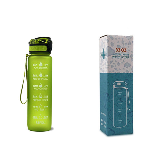 Motivational 1L Tritan Water Bottle with Time Marker & Leakproof Bounce Cover – Perfect for Sports & Fitness