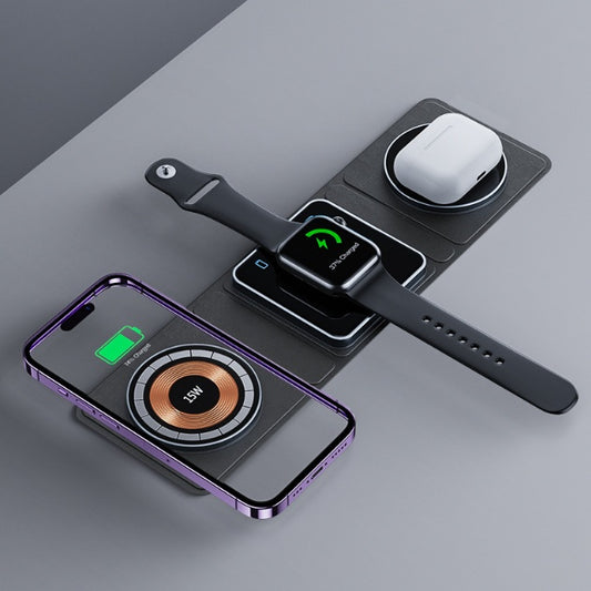 3-in-1 Magnetische Draadloze Oplaadstation – Transparant, Snelladen voor iPhone, Apple Watch & AirPods