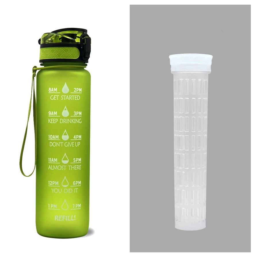Motivational 1L Tritan Water Bottle with Time Marker & Leakproof Bounce Cover – Perfect for Sports & Fitness